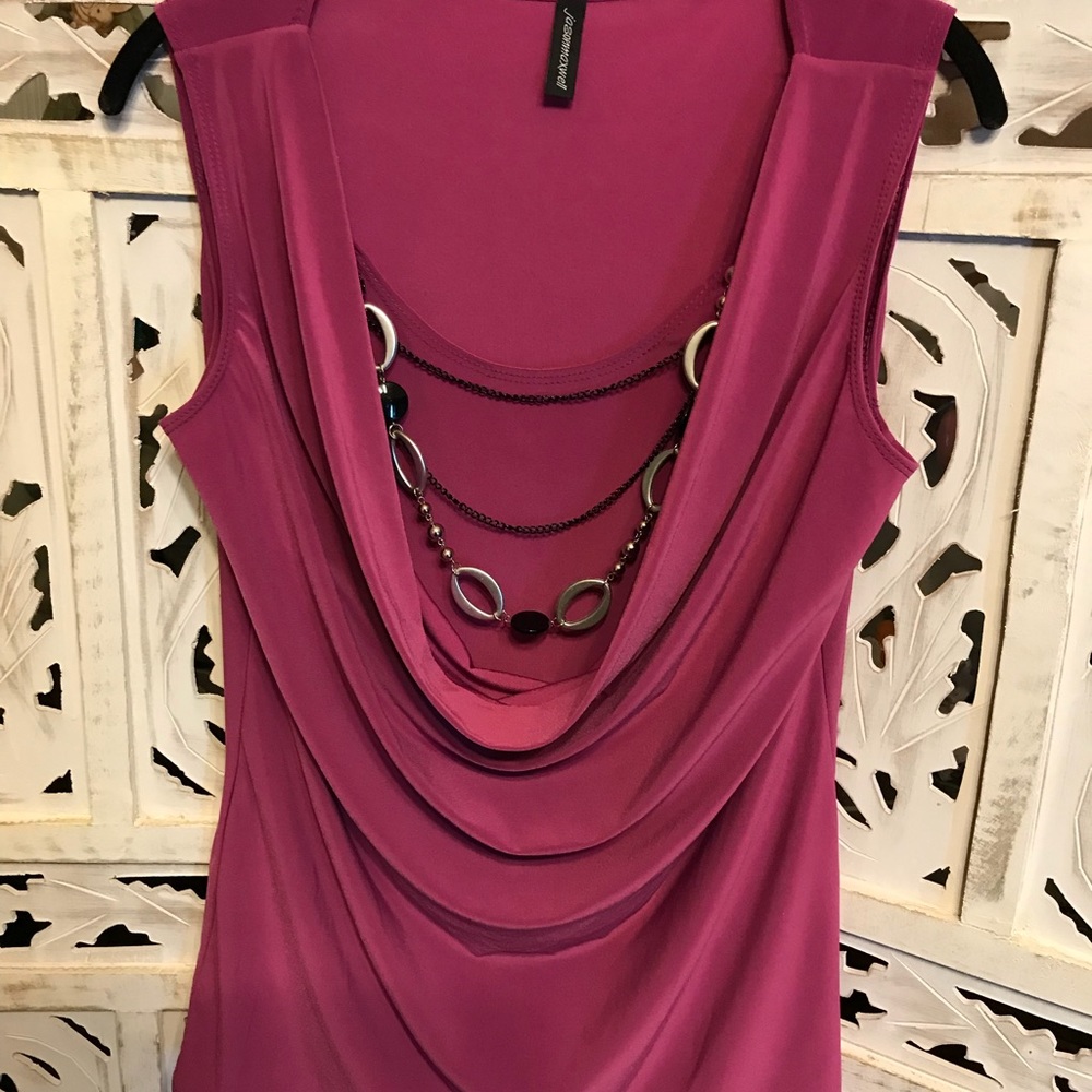 Blouse- Berry color with necklace attached size XL